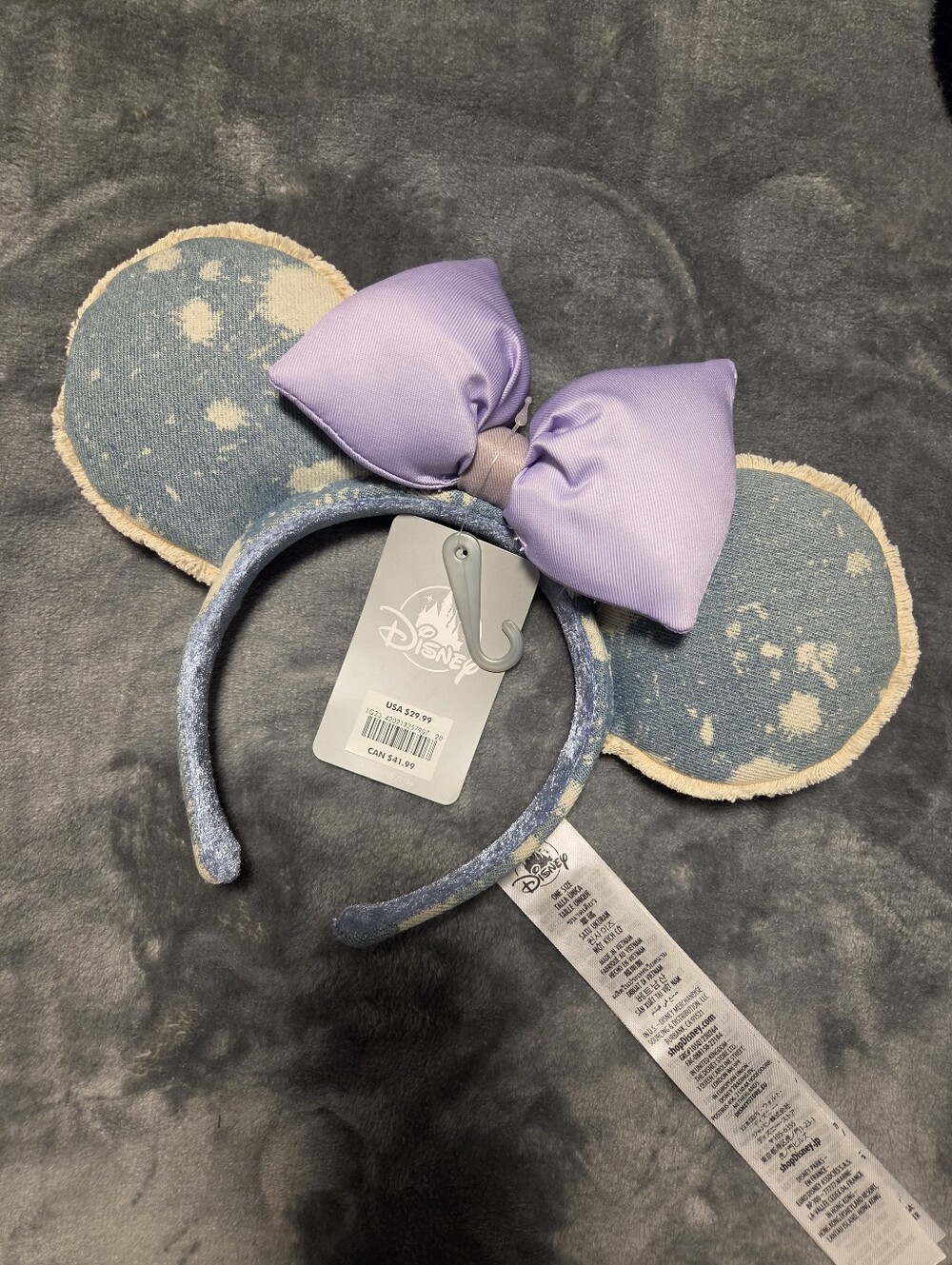 Disney Purple Bow Denim-Style Minnie Mouse Ear Headband